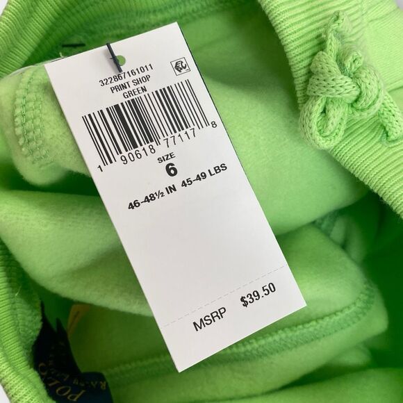 Ralph Lauren Polo Bear Player Fleece Green Sweat Shorts Boys Size 6 46-48.5” New - Picture 7 of 7